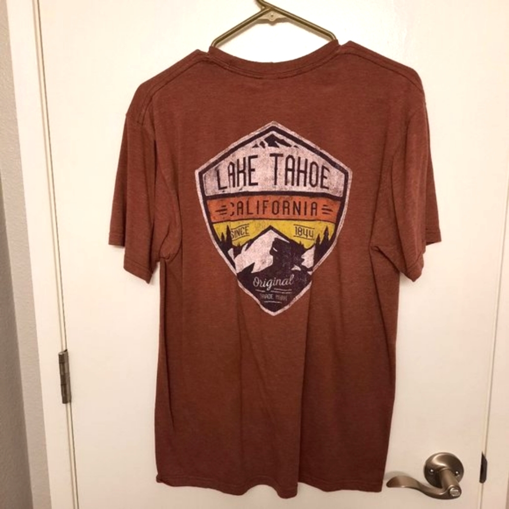 Lake Tahoe California Graphic T Shirt - Mountains - Dusty Rust Red - Duck Co